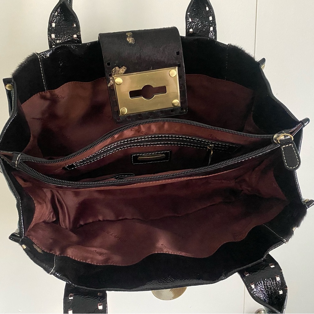 Charlie Lapson Black & Gold Leather & Cowhide Purse - Picture 9 of 14